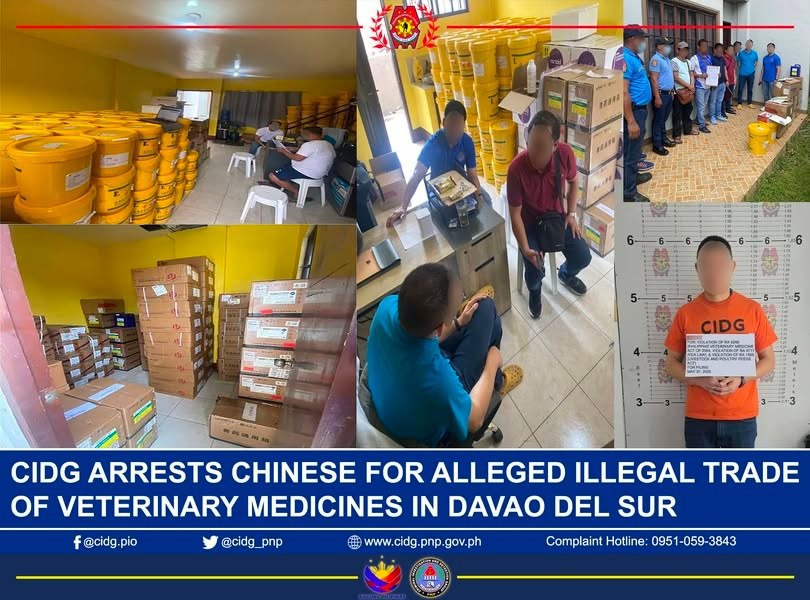 达沃市中国籍男子贩卖兽药被捕！查获300万比索药品